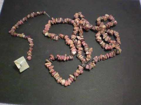 Pink tourmaline and rhodonite chip beads.